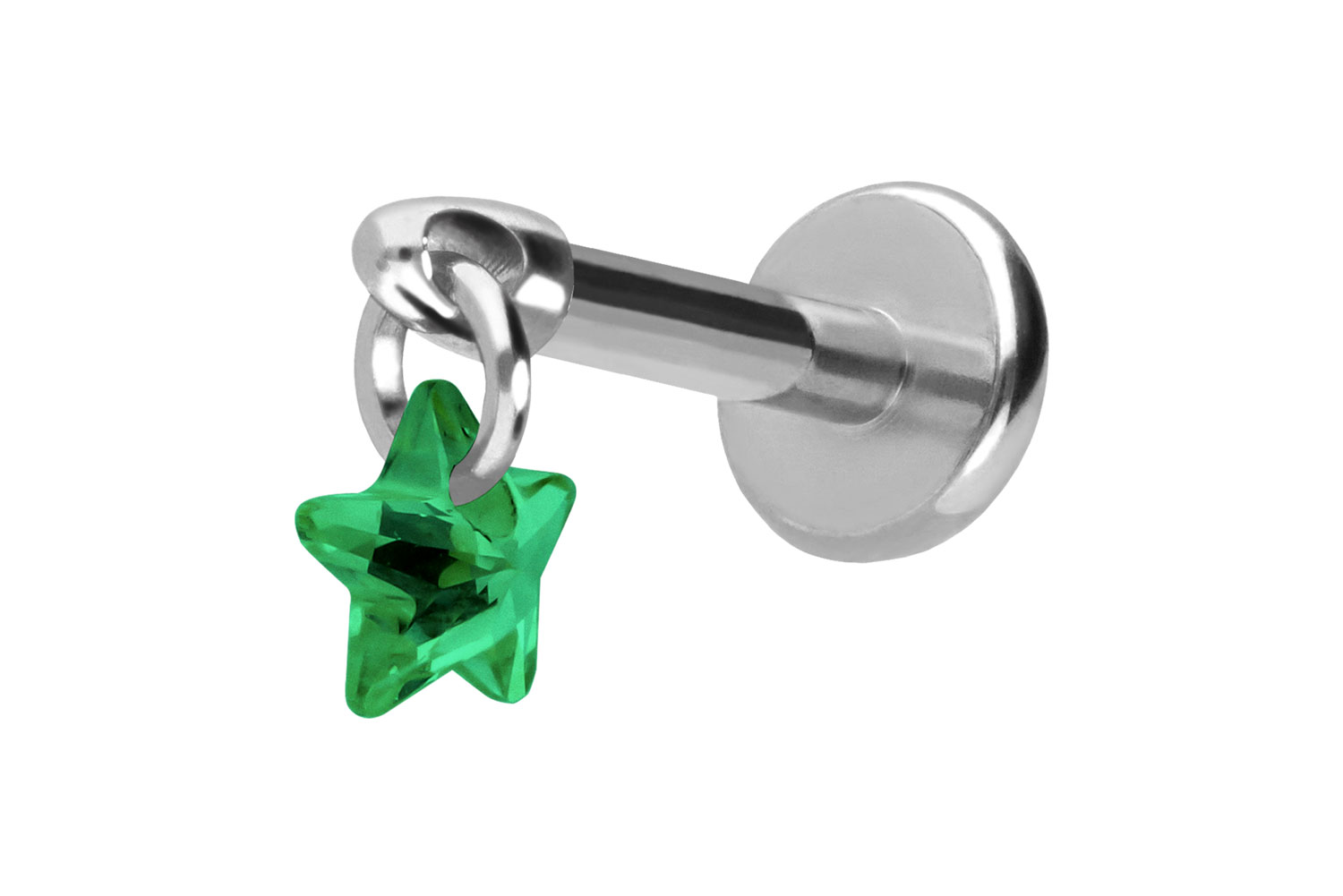 Titan Labret Piercing mit Push Fit KRISTALLSTERN